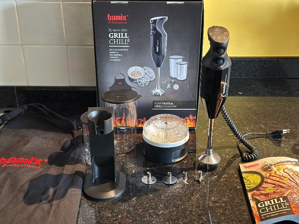 Bamix M200 staafmixer zwart BBQ Box, Minder dan 1 liter, Verzenden, Zo goed als nieuw, 2 snelheden