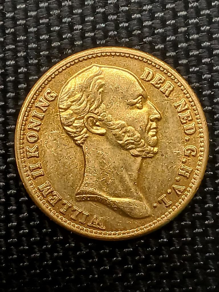 Goud vergulding naslag tientje 10 Gulden Munt Willem II 1842, Verzenden, Goud, Losse munt, 10 gulden