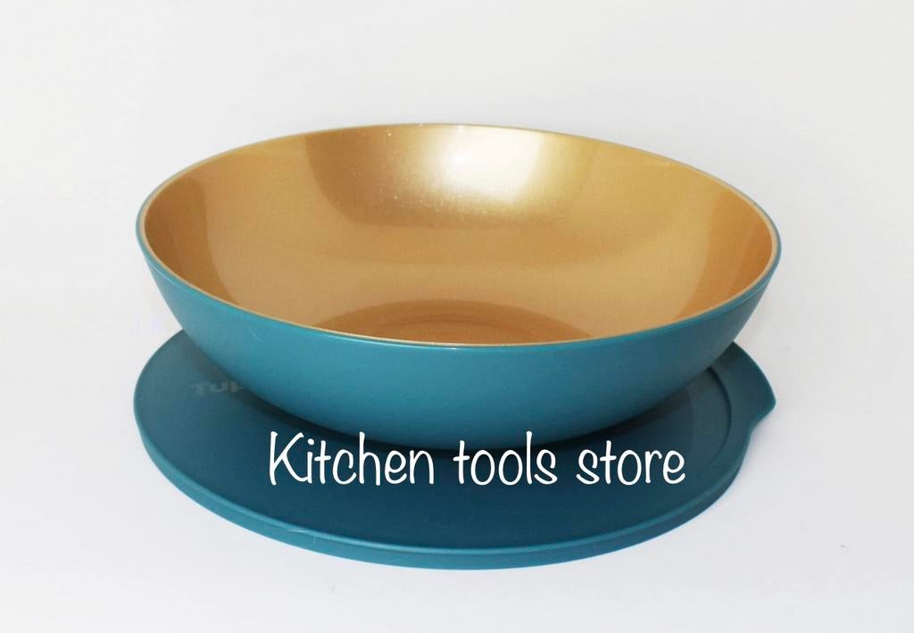 Tupperware Allegra kom 1,5L goud met dennengroen voorraad, Ophalen of Verzenden, Nieuw, Bak of Kom