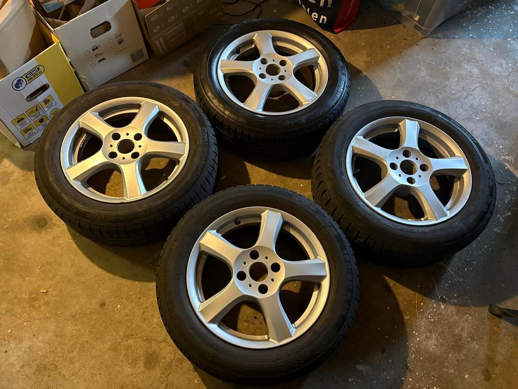 Complete winterset 16 inch lichtmetaal – Continental, Ophalen, Gebruikt, 16 inch, Banden en Velgen