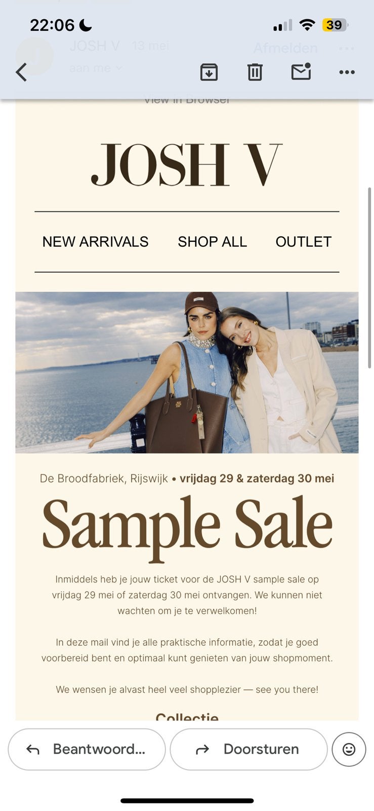 Last minute tickets sample sale josh v 29 mei 1e shift, Twee personen, Mei