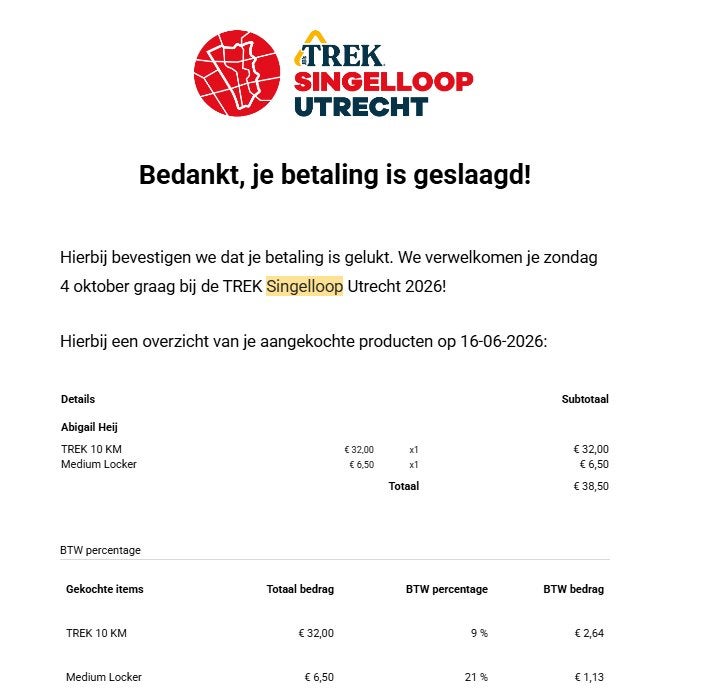 Startbewijs Singelloop Utrecht (10km), Eén persoon