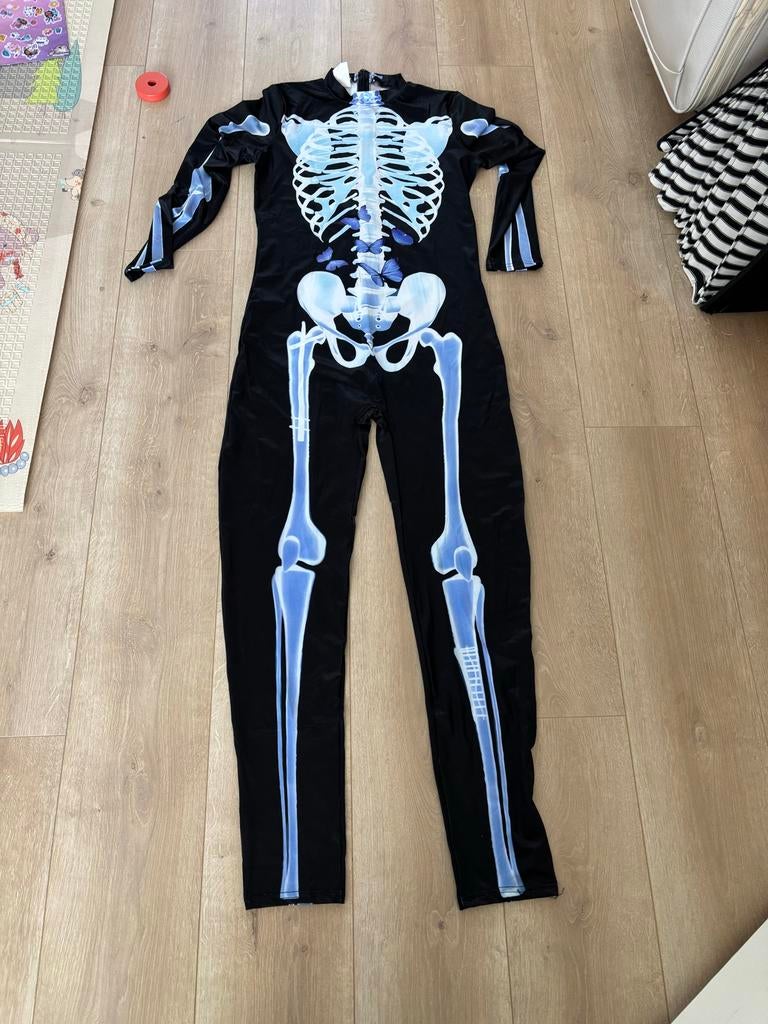 Skelet Kostuum met Vlinders - Halloween/Carnaval, Kleding | Heren, Ophalen of Verzenden, Zo goed als nieuw