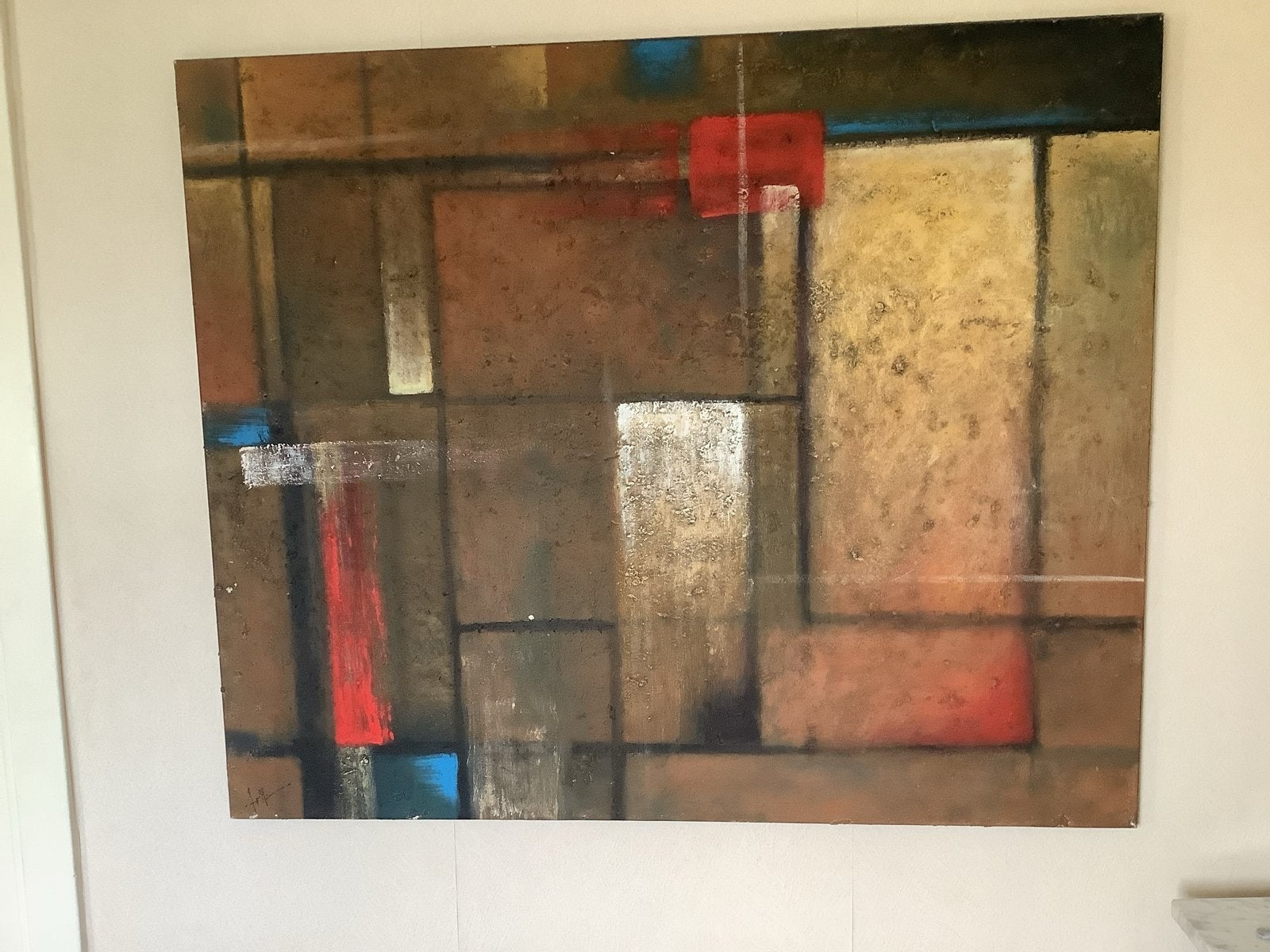Abstract Schilderij op doek  - 100 x 225 cm, Ophalen