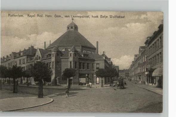 Rotterdam Kapel NH gem. Van Lennepstr-hoek Betje Wolffstraat, Verzamelen, Verzenden, 1920 tot 1940, Gelopen, Zuid-Holland