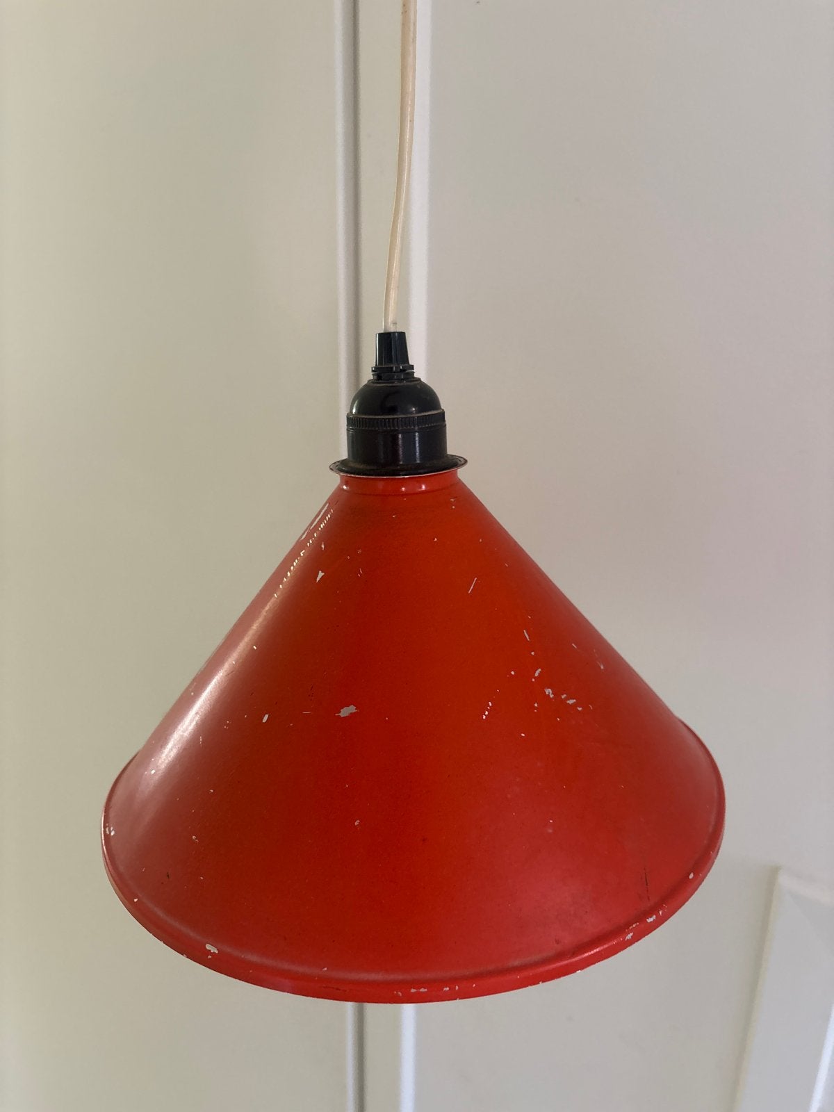 Vintage rode/oranje hanglamp - Retro design, Ophalen of Verzenden