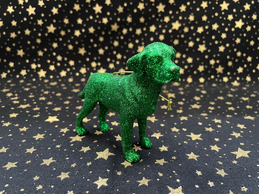 Kerstbal Hond Golden Retriever Groen Glitter, Ophalen of Verzenden, Zo goed als nieuw