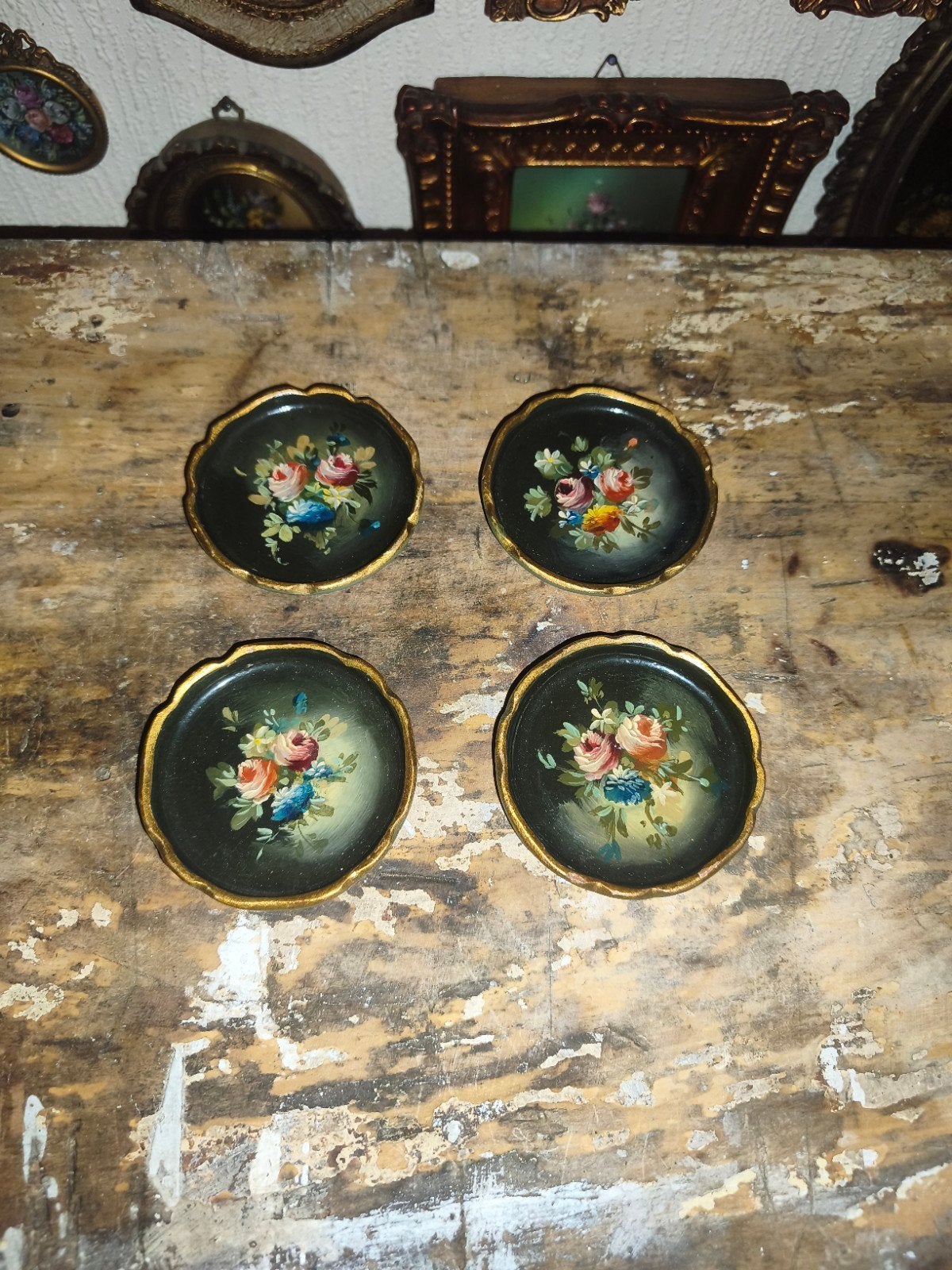 oude schilderijtjes lijstjes stilleven bloemen S71/73/74/75, Antiek en Kunst, Ophalen of Verzenden