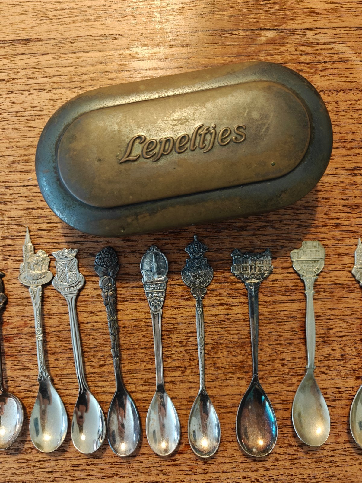 Antieke zilveren lepeltjes en doosje, Ophalen of Verzenden
