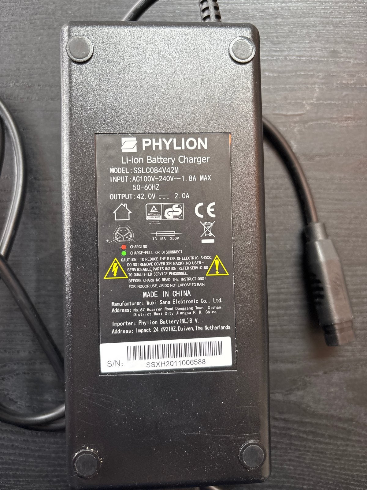 Phylion Elektrische Fiets Oplader 42V 2A (SSL084V42M), Ophalen of Verzenden, Zo goed als nieuw