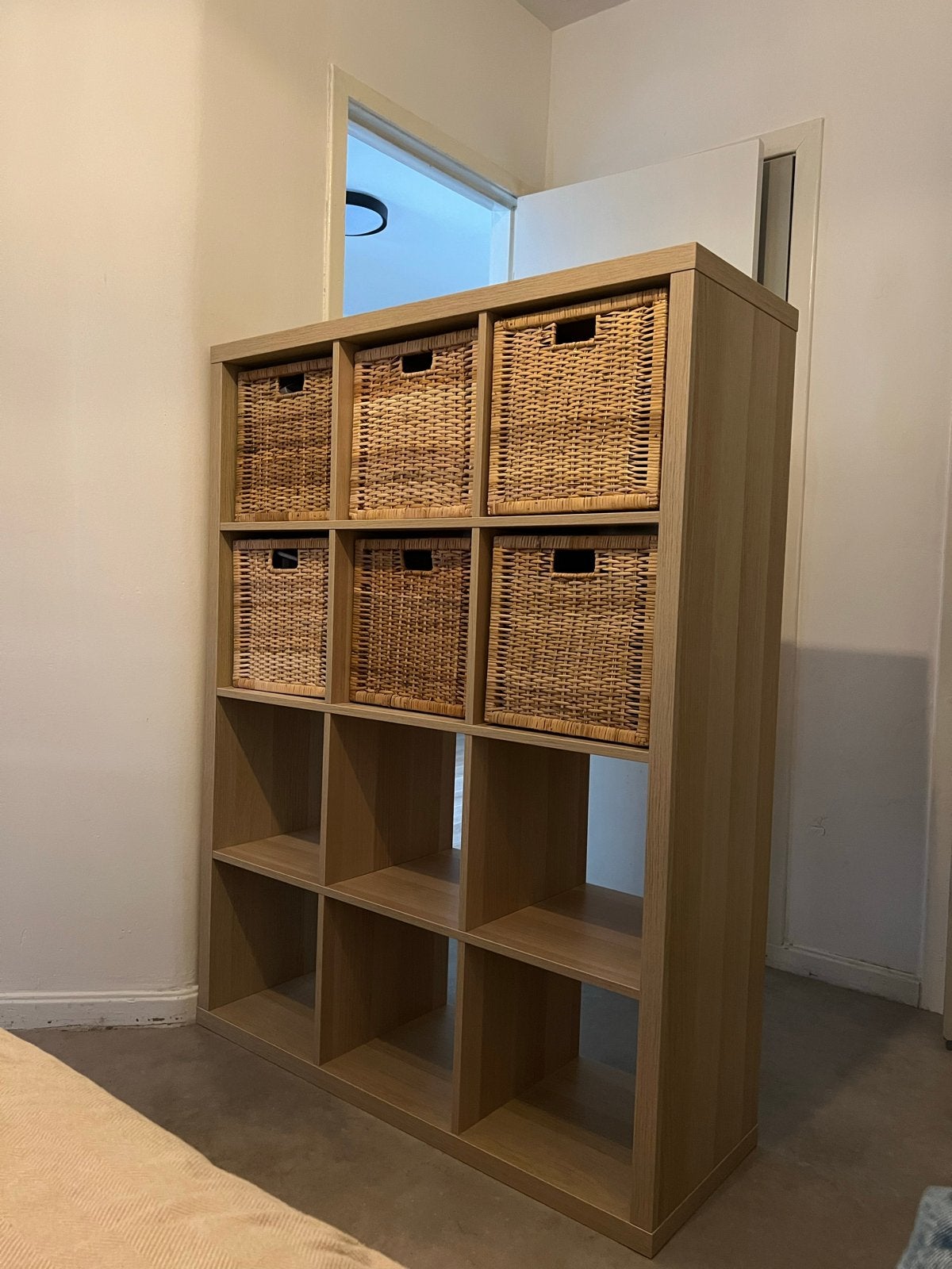 IKEA Kallax kast 3x4 met 6 Branäs manden, Huis en Inrichting, Kasten | Boekenkasten, Zo goed als nieuw, 100 tot 150 cm, 100 tot 150 cm