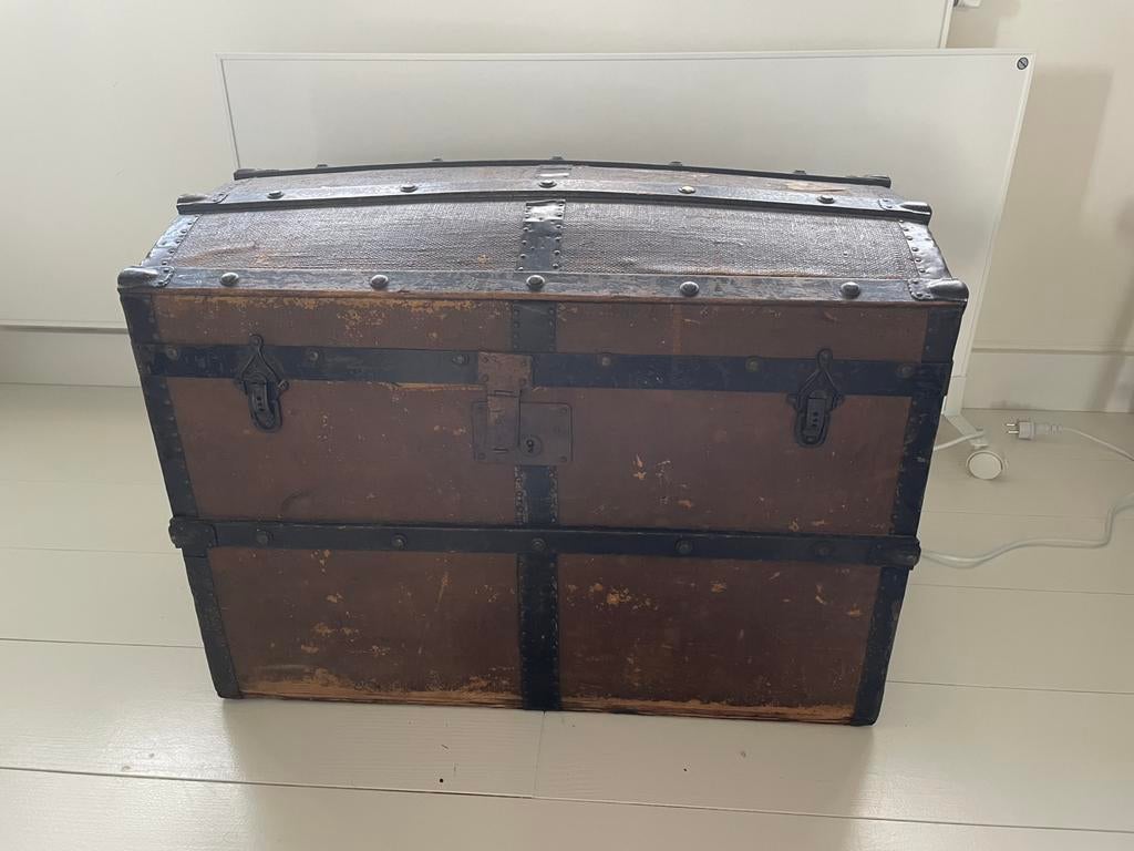 Antieke vintage reis kist reis koffer, Ophalen, Zo goed als nieuw, 50 tot 100 cm, Minder dan 50 cm