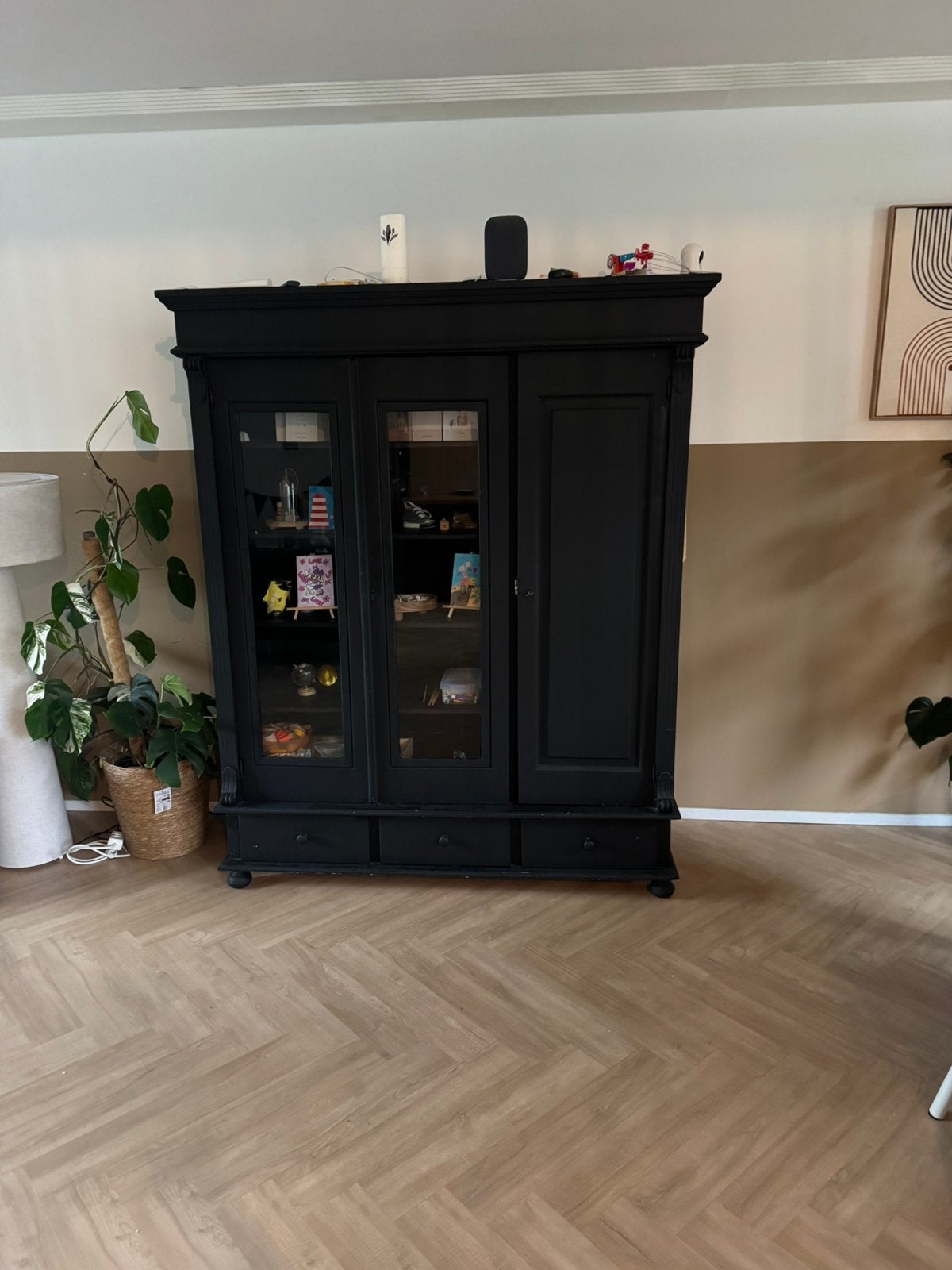 Buffetkast zwart, Huis en Inrichting, Kasten | Buffetkasten, Ophalen, Gebruikt, 25 tot 50 cm, 200 cm of meer