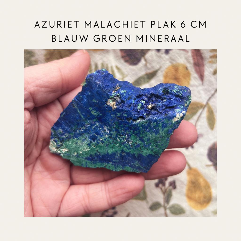 Azuriet malachiet plak 6 cm – blauw groen mineraal slab, Verzamelen, Mineralen en Fossielen, Ophalen of Verzenden, Mineraal