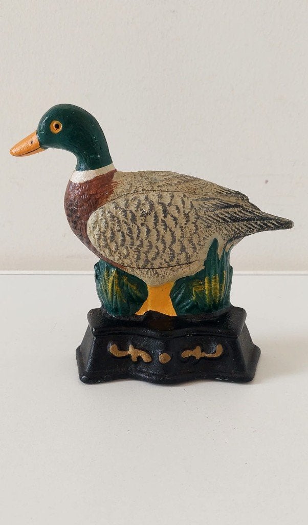 Vintage gietijzeren beeld deur stopper / boekensteun - eend, Antiek en Kunst, Curiosa en Brocante, Ophalen of Verzenden