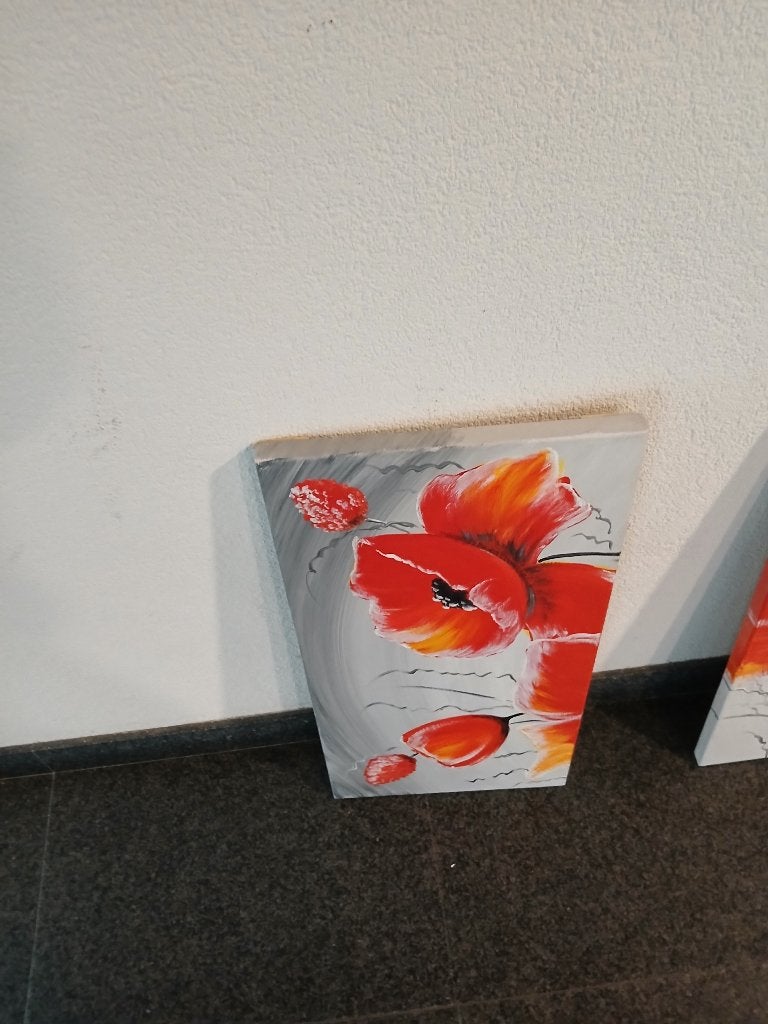 3luik schilderij klaproos, Ophalen of Verzenden, Nieuw, Minder dan 50 cm, Schilderij