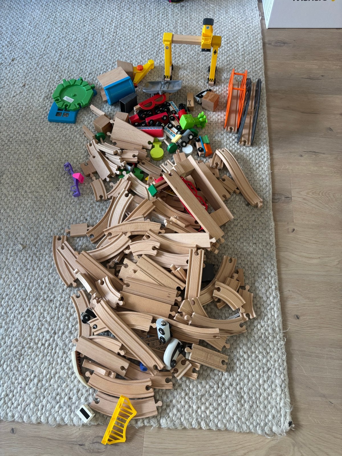 Grote set houten spoorbaan met treinen en accessoires, Ophalen, Gebruikt, Overige typen