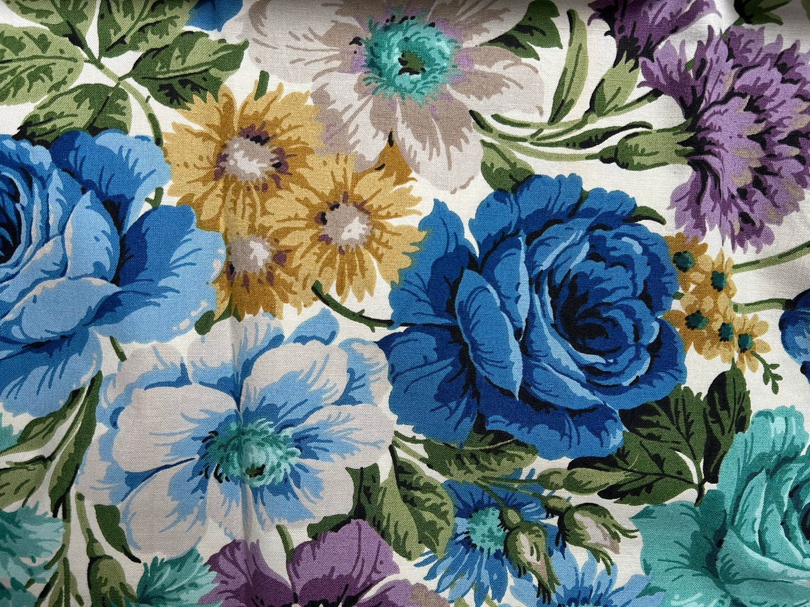 Laura Ashley-achtige Engelse bloemenstof - Katoen, Gebruikt, Overige kleuren, 120 cm of meer, 200 cm of meer