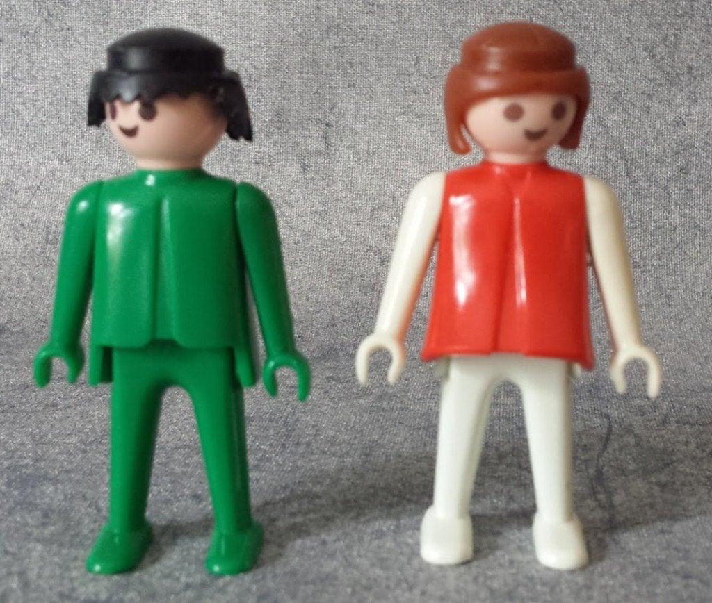2 playmobil poppetjes uit 1974 [4332]  [KiSpPl], Ophalen of Verzenden, Gebruikt, Losse onderdelen, Figuren