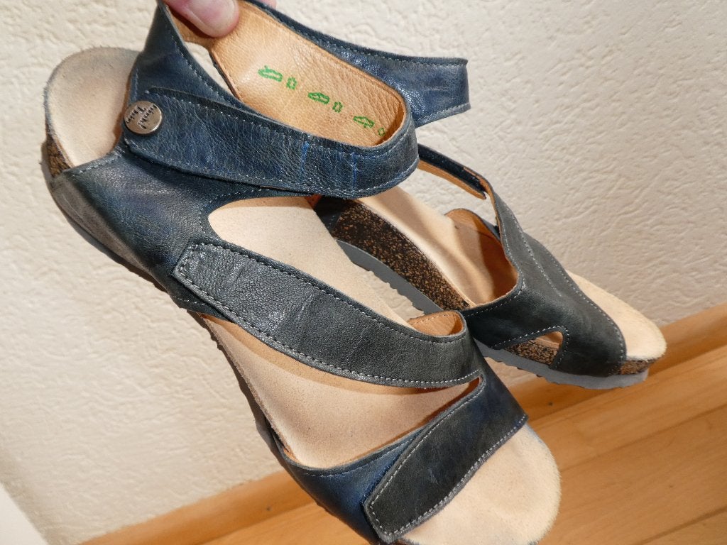 Think! sandalen maat 42 blauw grijs 3 klittenbanden DUMIA, Sandalen of Muiltjes, Think Dumia, Gedragen, Verzenden