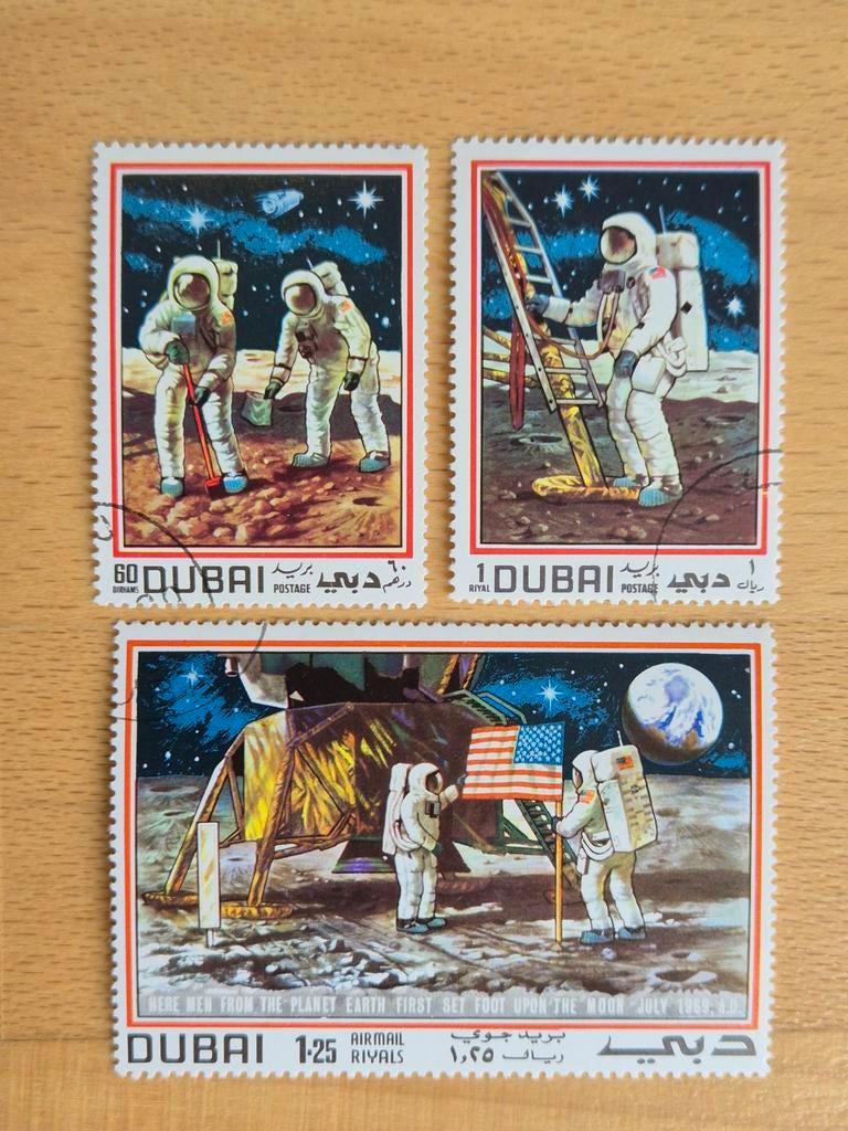 Dubai 1969 ruimtevaart, Postzegels en Munten, Ophalen of Verzenden, Gestempeld, Midden-Oosten