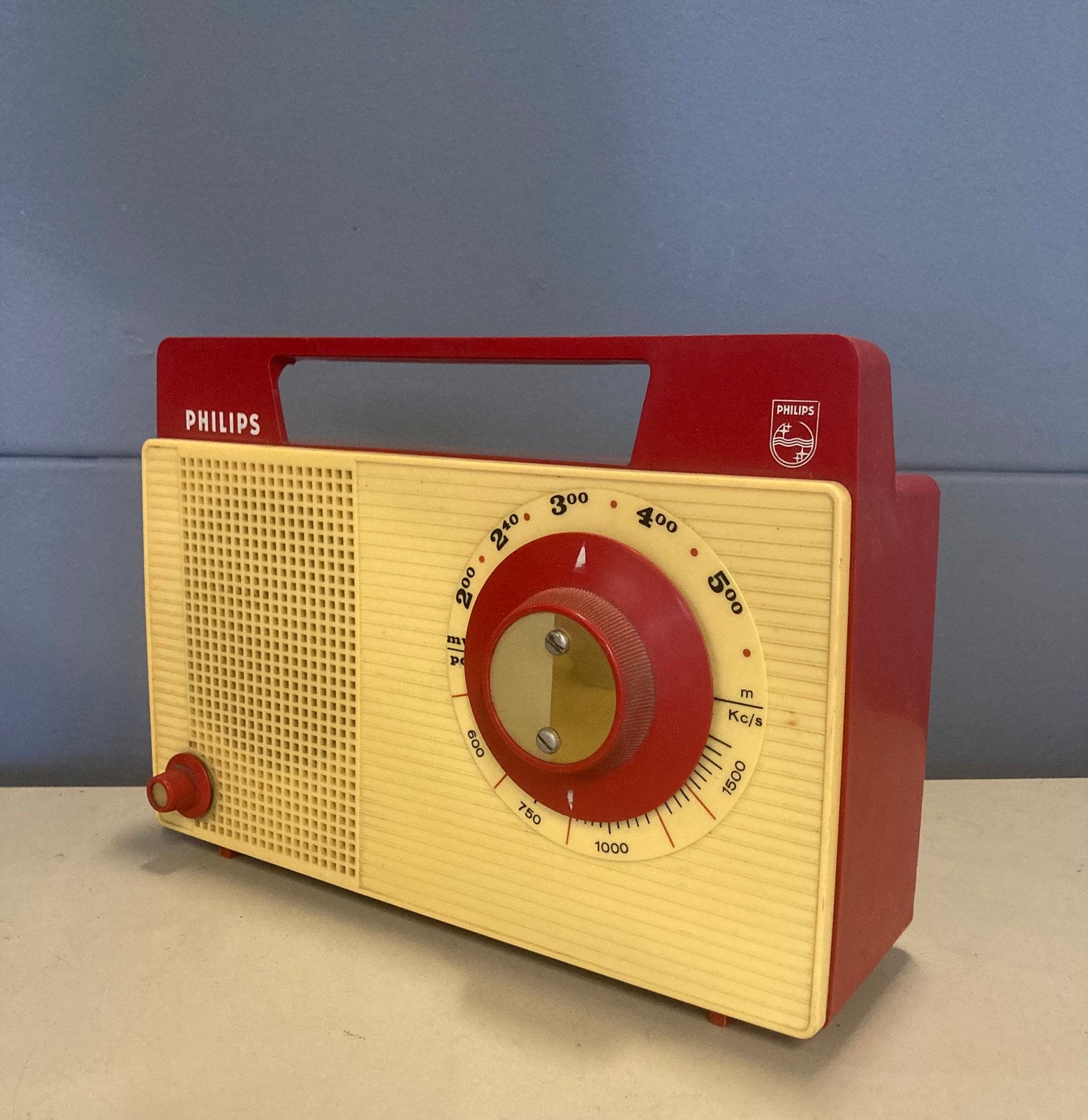 Vintage Philips Transistorradio - Rood/Crème, Ophalen of Verzenden, Gebruikt, Transistorradio