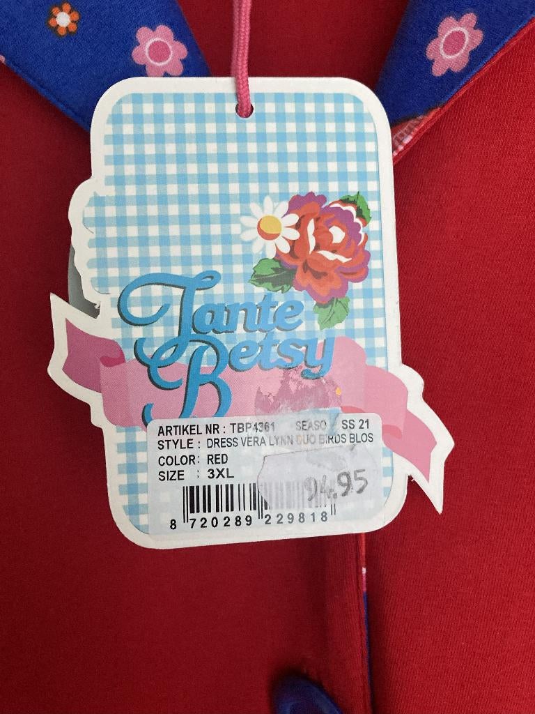 Gloednieuw Tante Betsy Jurk XXXL Rode Kleur 3XL NIEUW, Kleding | Dames, Jurken, Verzenden, Maat 46/48 (XL) of groter, Nieuw, Rood