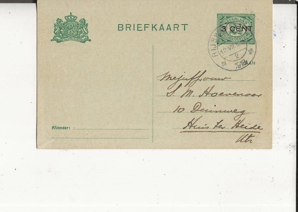 Huis ter heide Briefkaart 3 c op 2,5 c. 12-7-1918, Ophalen of Verzenden, Voor 1920, Gelopen, Utrecht