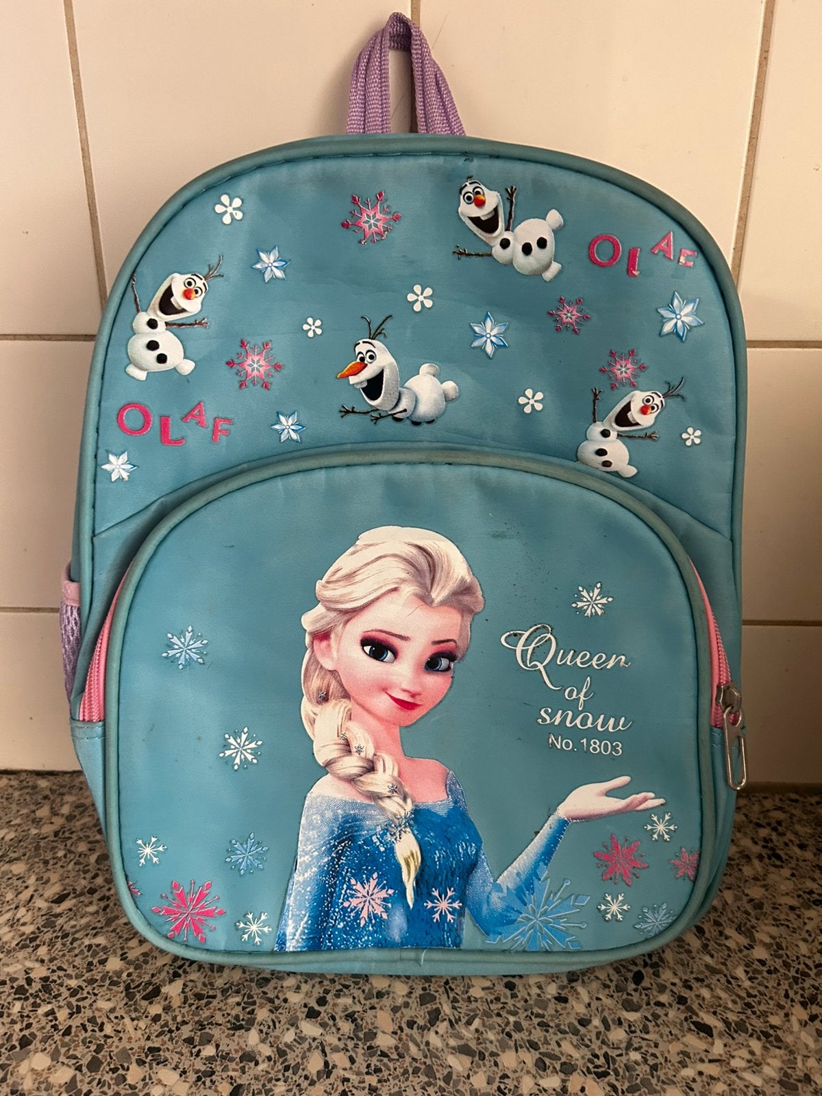 Disney frozen elsa kinder rugtas met frozen schrift, Ophalen of Verzenden, Zo goed als nieuw, Disney of Dora, 30 tot 45 cm