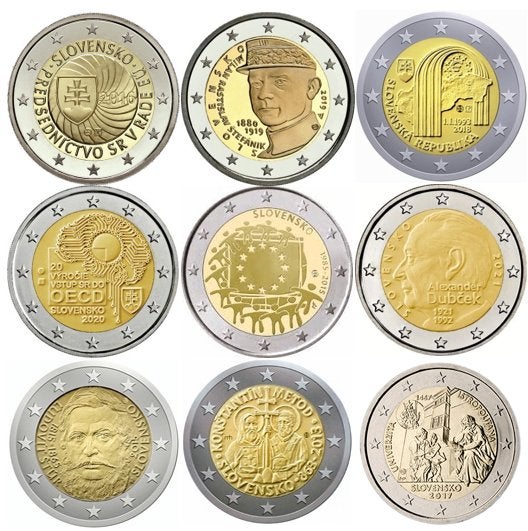 2 euro cc-munten (vers uit rol = unc) van Slowakije., Ophalen of Verzenden, Slowakije, 2 euro
