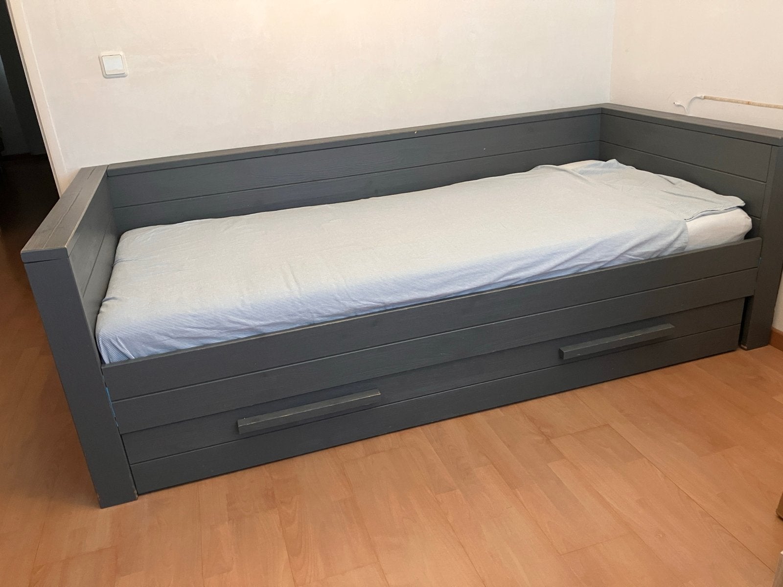WOOOD Bedbank Dennis met lade en lattenbodem, Ophalen, Gebruikt, Eenpersoons, 80 cm
