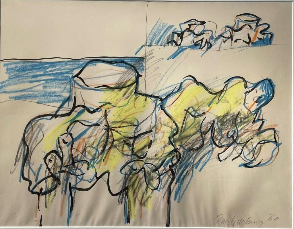 Jan Sierhuis Amsterdam, aquarel en krijt, op papier, Antiek en Kunst, Ophalen