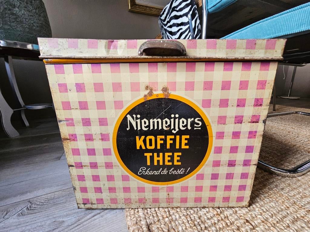 Niemeijer's Winkelblik Theeblik winkel blik, Verzamelen, Blikken, Ophalen of Verzenden