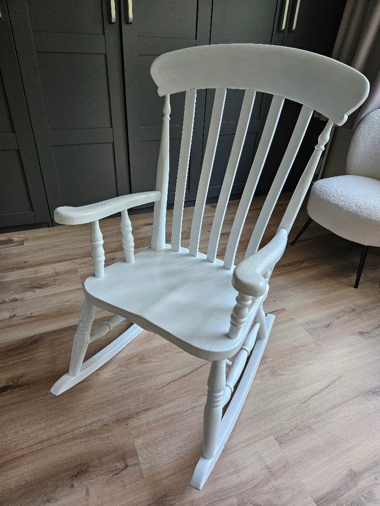 Witte schommelstoel, Huis en Inrichting, Ophalen, Gebruikt, Eén, Hout