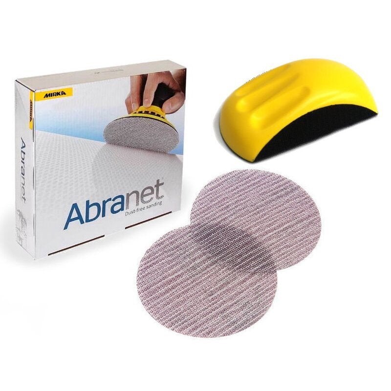 Handschuurset 125mm Mirka Abranet schuurschijven + Handblok, Verzenden