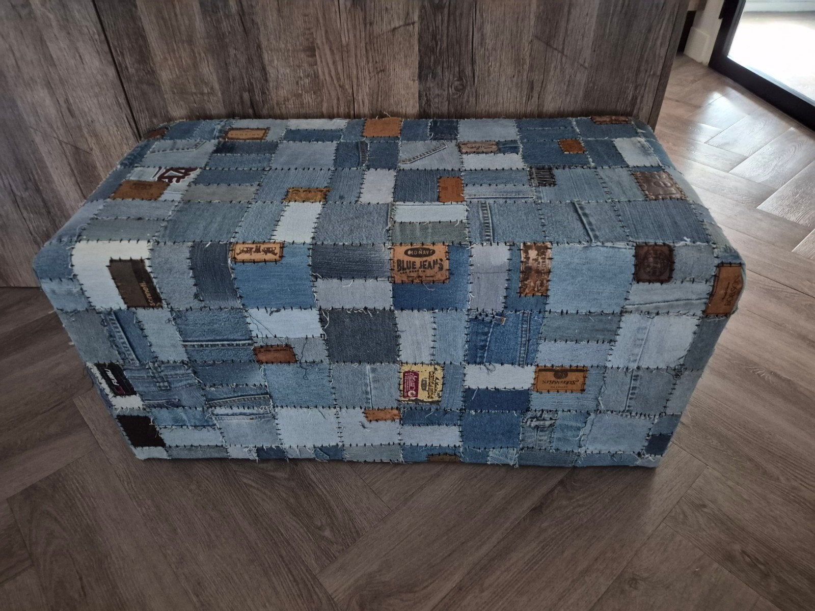 spijkerstof poef hocker voetenbank jeans, Ophalen, Eenpersoons