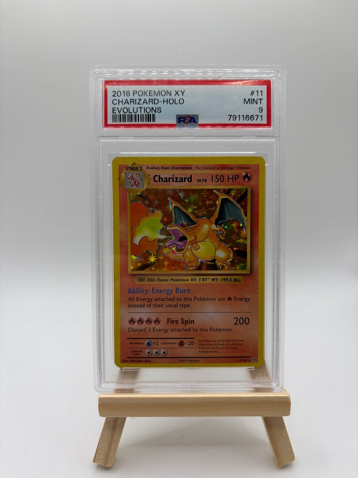 Charizard Holo 2016 Pokémon XY Evolutions PSA 9, Hobby en Vrije tijd, Verzenden, Zo goed als nieuw, Losse kaart, Foil