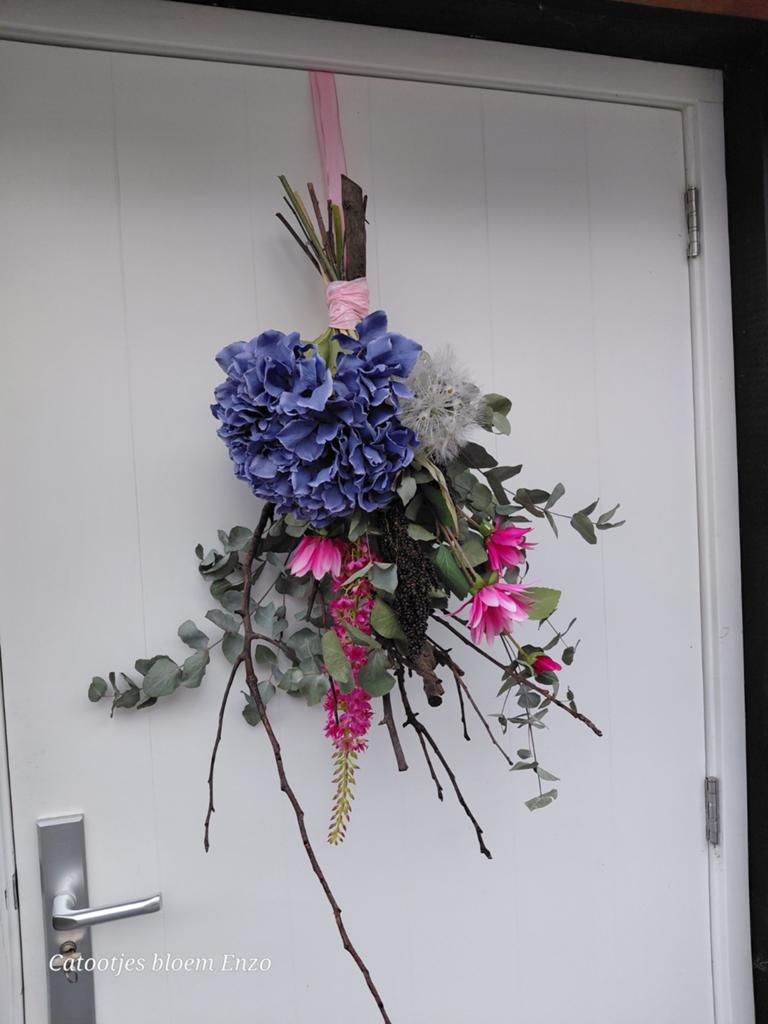 Decoratieve bloemenhanger voor deur of muur, Blauw, Onbekend, Nieuw, Ophalen of Verzenden