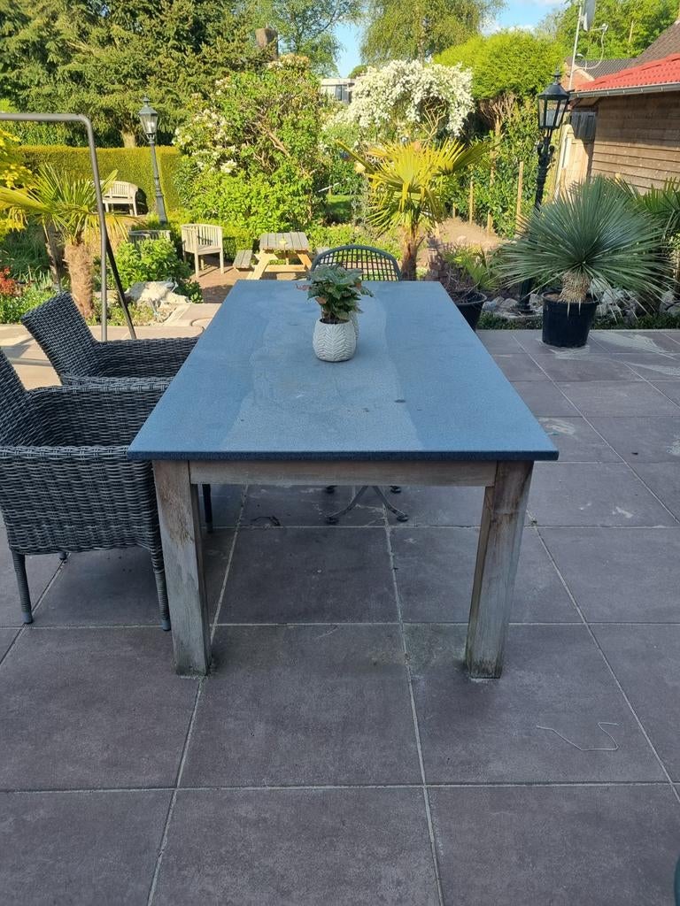 Tuintafel met natuursteen blad, Tuin en Terras, Tuintafels, Ophalen, Rechthoekig, Overige materialen