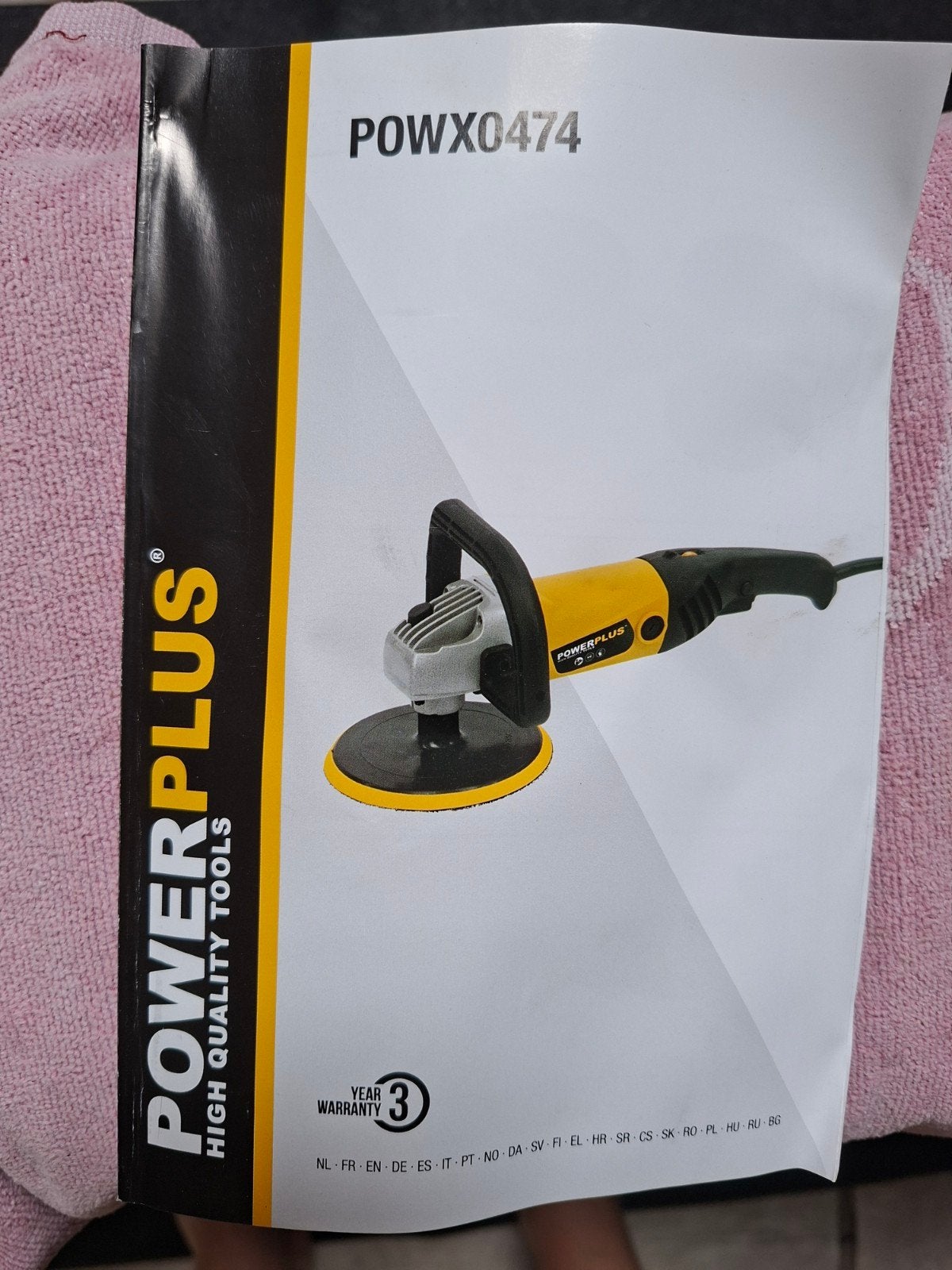 Powerplus elektrische haakse polijstmachine POWX04740 met a, Ophalen of Verzenden, Zo goed als nieuw, Minder dan 700 watt, Haakse handslijpmachine