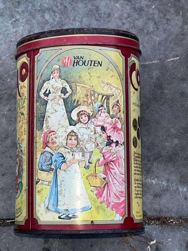 Vintage Van Houten Cacao blik – 1980 – Marken – verzamelblik, Ophalen of Verzenden