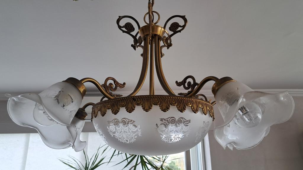 Art-Deco kroonluchter opaalglas, Huis en Inrichting, Lampen | Kroonluchters, Ophalen