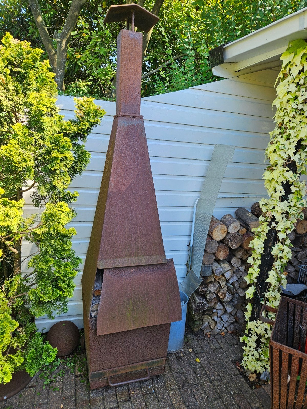 Rustieke tuinhaard/vuurkorf van cortenstaal, Tuin en Terras, Ophalen, Gebruikt, Vuurkorf