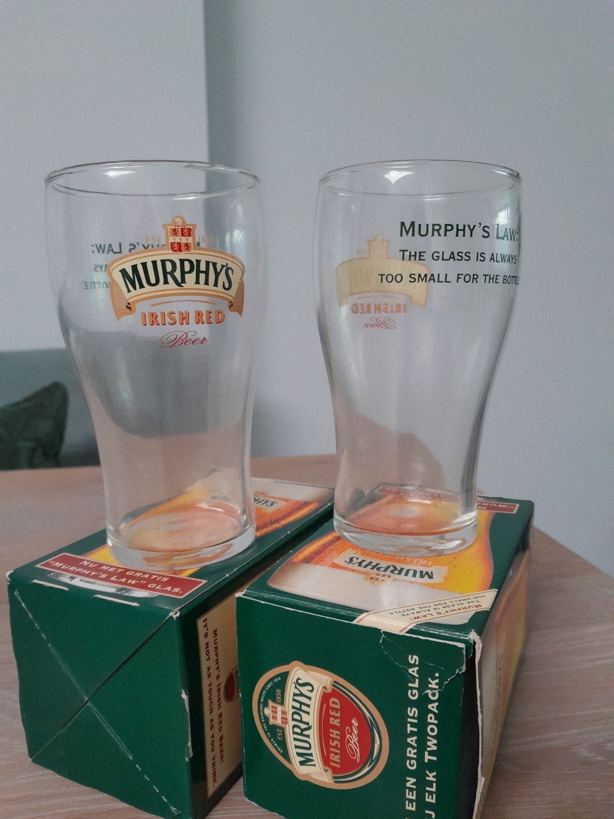 Murphy's Irish Red bierglazen - 2 stuks, 13cm hoog, Ophalen of Verzenden, Zo goed als nieuw, Glas of Glazen, Overige merken