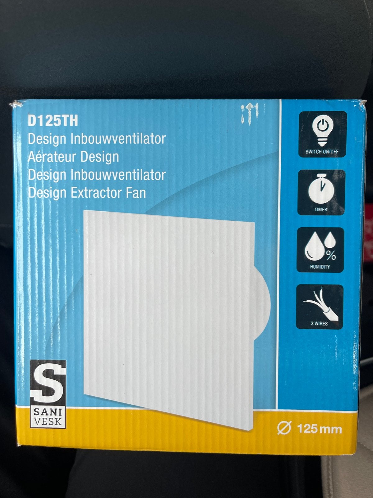 Sani Veski D125TH Design Inbouwventilator 125mm, Ophalen, Nieuw, Ventilator