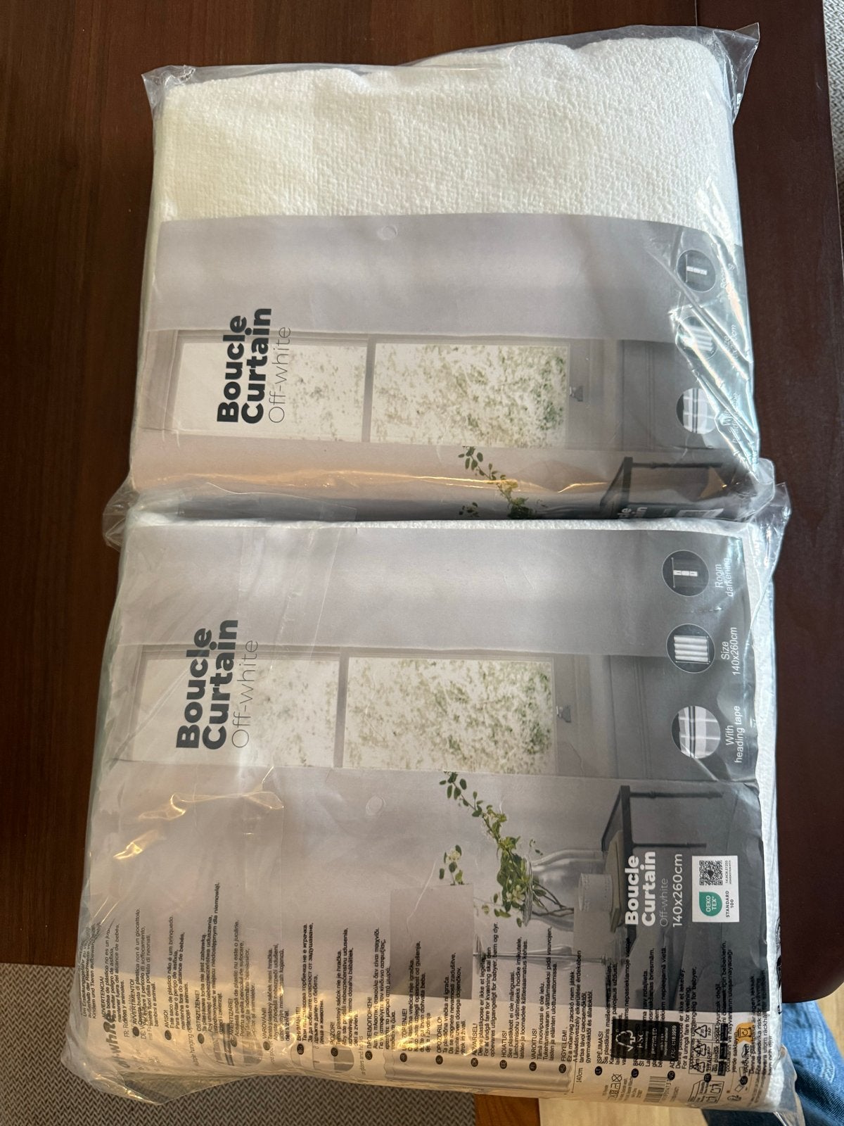 2 Witte Bouclé Gordijnen 140x260cm - Nieuw in Verpakking, 100 tot 150 cm, 200 cm of meer, Wit, Nieuw