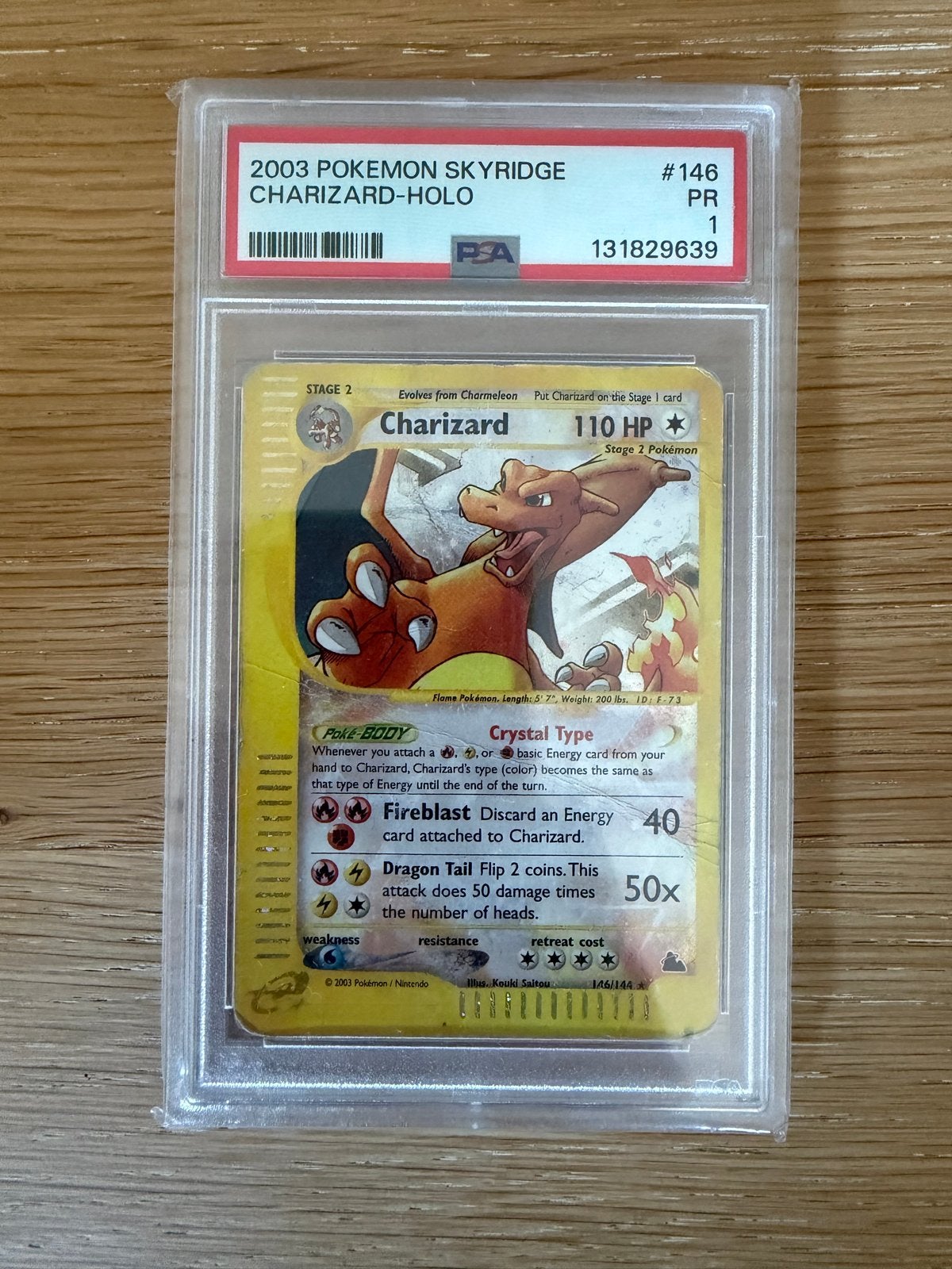 2003 Pokémon Skyridge Charizard Holo #146 PSA 1, Ophalen of Verzenden, Gebruikt, Losse kaart