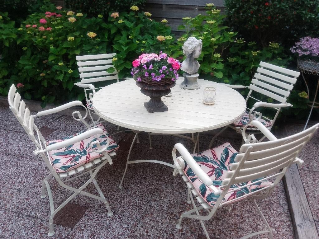 7 Vrolijke Bistro Tuinset kussentjes 41x41cm €9,50 Per Stuk, Ophalen, Overige materialen, Zo goed als nieuw, Tuinset