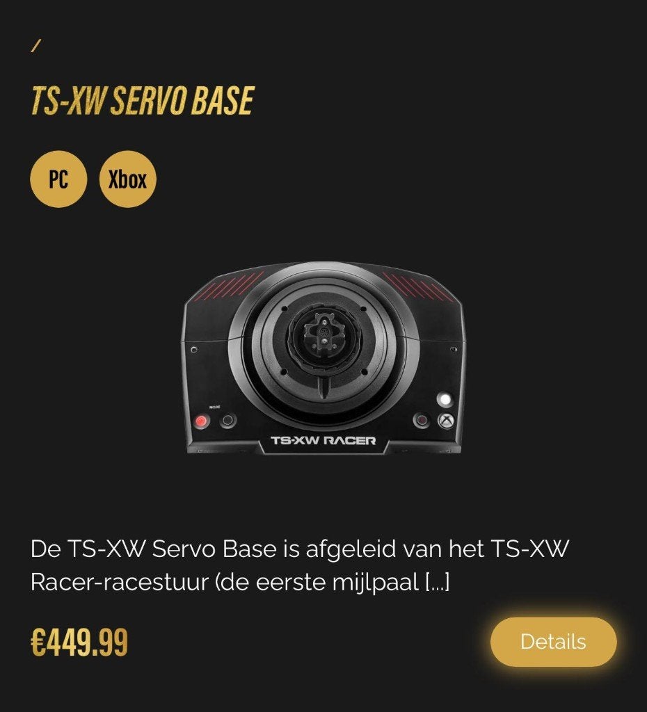 Thrustmaster TS-XW Servo Base PC/Xbox - als nieuw met doos, Ophalen of Verzenden, Zo goed als nieuw, Stuurtje of Sportattribuut