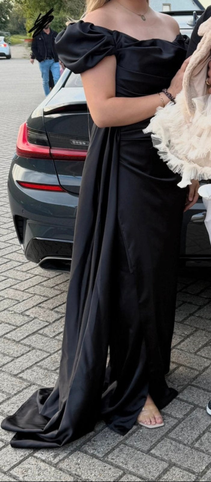 Galajurk abiye zwart satijn, Kleding | Dames, Galajurk, Zwart, Maat 42/44 (L), Ophalen of Verzenden